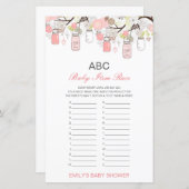 Alphabet Baby Item Babydusche Game PRINTED (Vorne/Hinten)