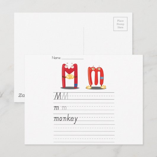 Alphabet-Blatt Postkarte (Vorne/Hinten)