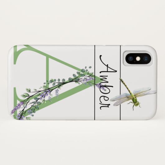 Alphabet Brief A Lavendel Eukalyptus Dragonfly Case-Mate iPhone Hülle (Rückseite (Horizontal))