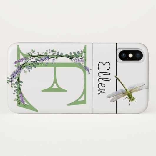 Alphabet Brief E Lavender Eukalyptus Dragonfly Case-Mate iPhone Hülle (Rückseite (Horizontal))