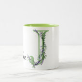 Alphabet Brief J, Aquarelllavender botanisch Zweifarbige Tasse (Mittel)