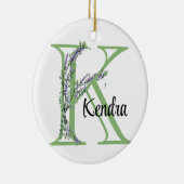 Alphabet Brief K, Aquarelllavender botanisch Keramik Ornament (Rechts)