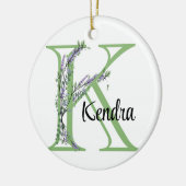 Alphabet Brief K, Aquarelllavender botanisch Keramik Ornament (Links)