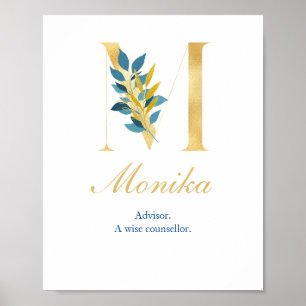 Alphabet Brief M Wall Poster Name und Bedeutung