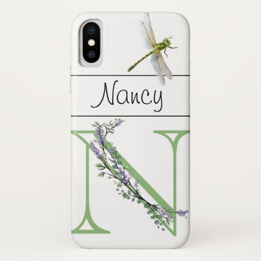 Alphabet Brief N Lavender Eucalyptus Dragonfly Case-Mate iPhone Hülle (Rückseite)