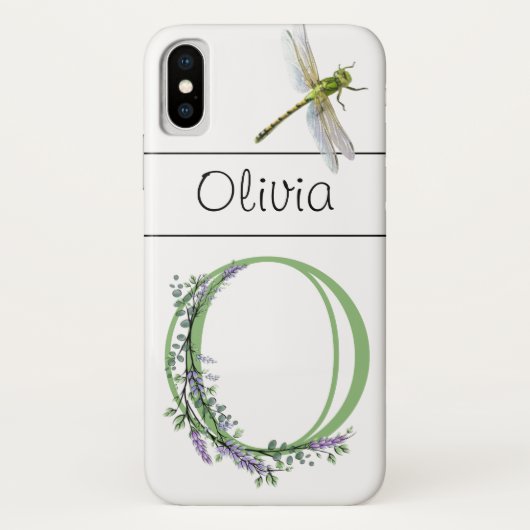 Alphabet Brief O Lavender Eukalyptus Dragonfly Case-Mate iPhone Hülle (Rückseite)