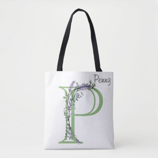Alphabet Brief P Lavender Eucalyptus monogram Tasche (Vorderseite)