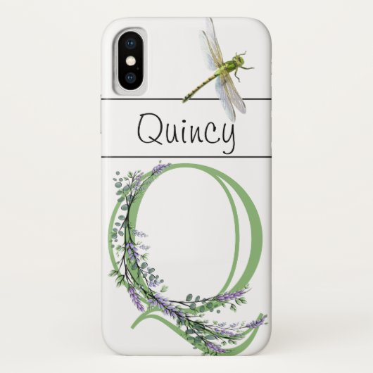 Alphabet Brief Q Lavender Eukalyptus Dragonfly Case-Mate iPhone Hülle (Rückseite)