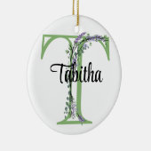 Alphabet Brief T, Aquarelllavender botanisch Keramik Ornament (Rechts)