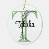 Alphabet Brief T, Aquarelllavender botanisch Keramik Ornament (Links)