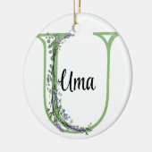 Alphabet Brief U, Aquarelllavender botanisch Keramik Ornament (Links)
