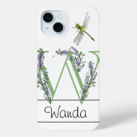 Alphabet Brief W, Aquarelllavender Dragonfly