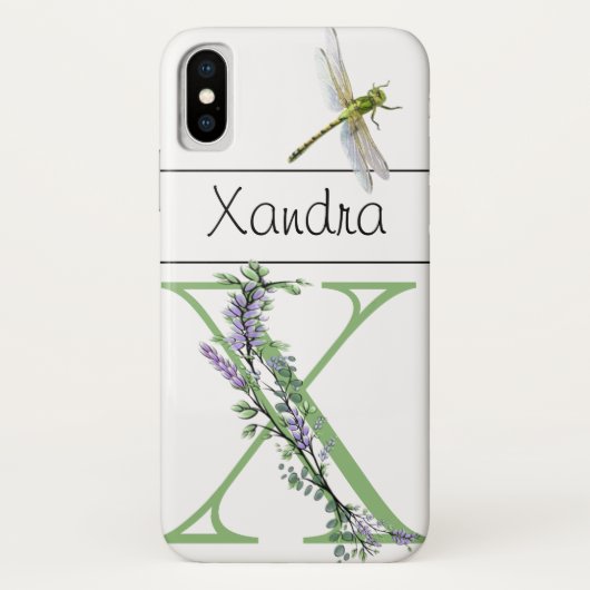Alphabet Brief X Lavender Eukalyptus Dragonfly Case-Mate iPhone Hülle (Rückseite)