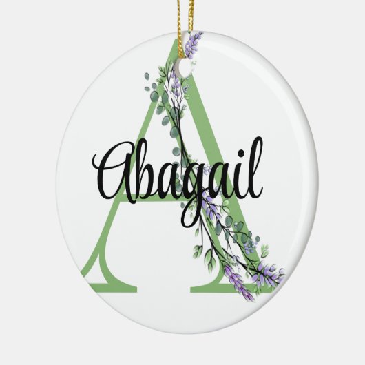 Alphabet Buchstabe A, Aquarelllavender Eukalyptus Keramik Ornament (Links)
