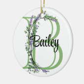 Alphabet Buchstabe b, Aquarelllavender botnicum Keramik Ornament (Links)