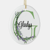 Alphabet Buchstabe G, Aquarelllavender botanisch Keramik Ornament (Rechts)