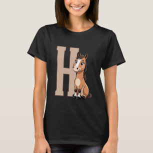 Alphabet Buchstabe H mit Pferd Tierporträt Lang T-Shirt