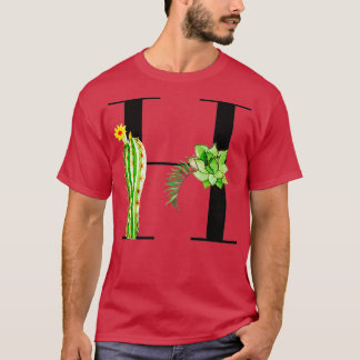 Alphabet Buchstabe H mit Wasserfarbe Kaktus und Bl T-Shirt