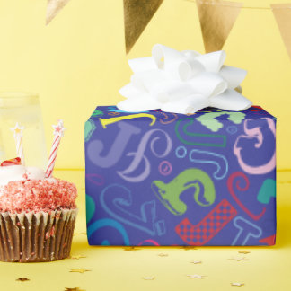 Alphabet Buchstabe J Geschenkpapier - Blau