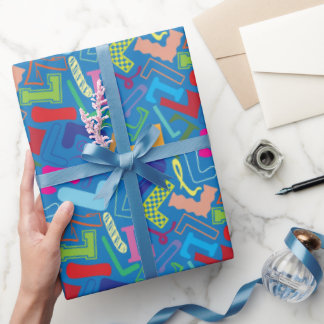 Alphabet Buchstabe L Geschenkpapier - Blau