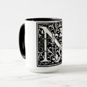 Alphabet-Buchstabe n im Renaissancestil der Tasse (Vorderseite Links)