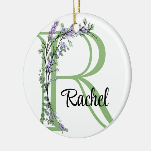 Alphabet Buchstabe R, Aquarelllavender botanisch Keramik Ornament (Links)
