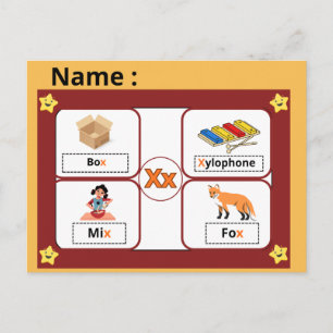 Alphabet Buchstabe X Lernkarte für Kinder Postkarte