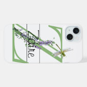 Alphabet Buchstabe Z, Aquarelllavender Dragonfly iPhone Hülle (Rückseite (Horizontal))
