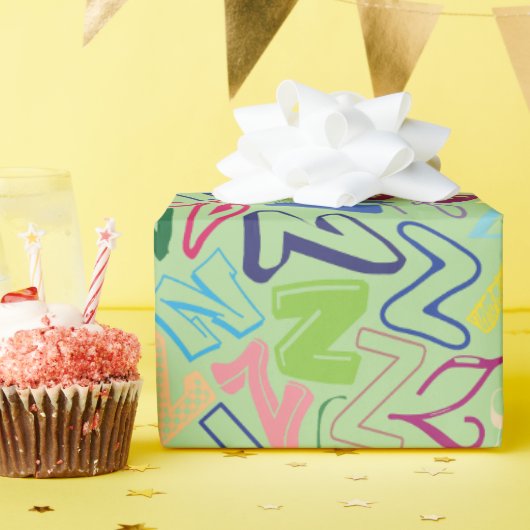 Alphabet Buchstabe Z Geschenkpapier - Grün (Geburtstagsparty)