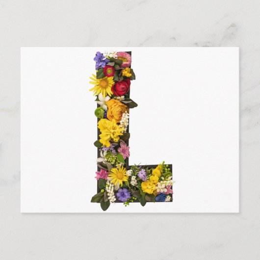 Alphabet Buchstaben Blumen Postkarte (Vorderseite)