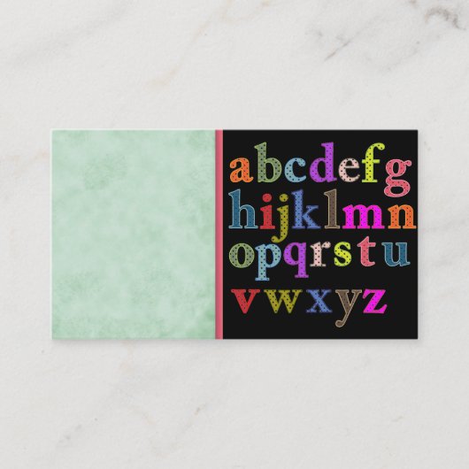 Alphabet Business Card Visitenkarte (Vorderseite)