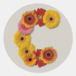 Alphabet C in Blume Runder Aufkleber