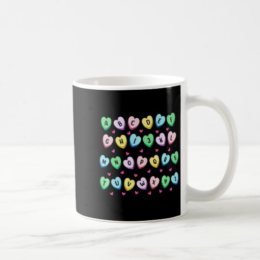 Alphabet Candy Heart Love Valentines Day Teacher Kaffeetasse (Rechts)
