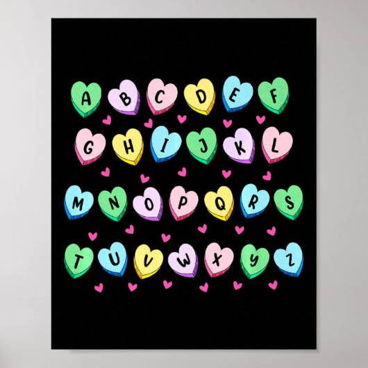 Alphabet Candy Heart Love Valentines Day Teacher  Poster (Vorne)