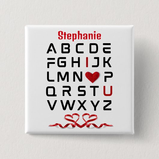 Alphabet Chart I I Liebe Button (Vorderseite)