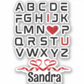 Alphabet Chart I Liebe Sie individuell geschnitten Aufkleber (Vorderseite)