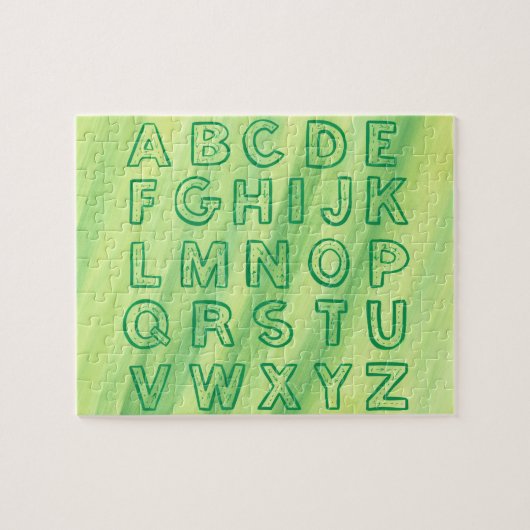 Alphabet Chart Upper Case Letters Puzzle Green (Horizontal)