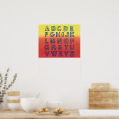 Alphabet Chart Upper Case Letters Sunset Ombre Poster (Küche)