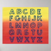 Alphabet Chart Upper Case Letters Sunset Ombre Poster (Vorne)