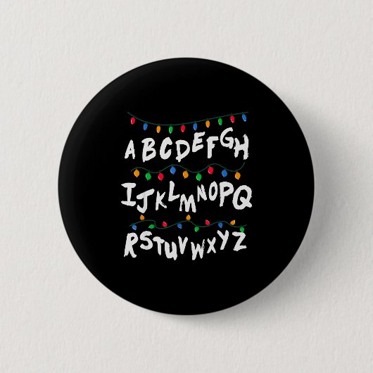 Alphabet Christmas Lights T Shirt Stranger Tee Gif Button (Vorderseite)