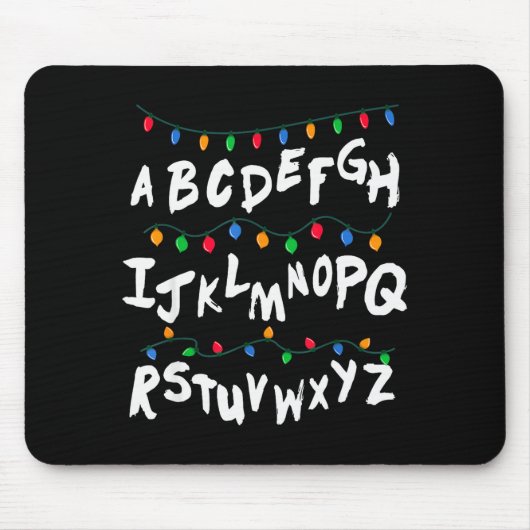 Alphabet Christmas Lights T Shirt Stranger Tee Gif Mousepad (Vorne)
