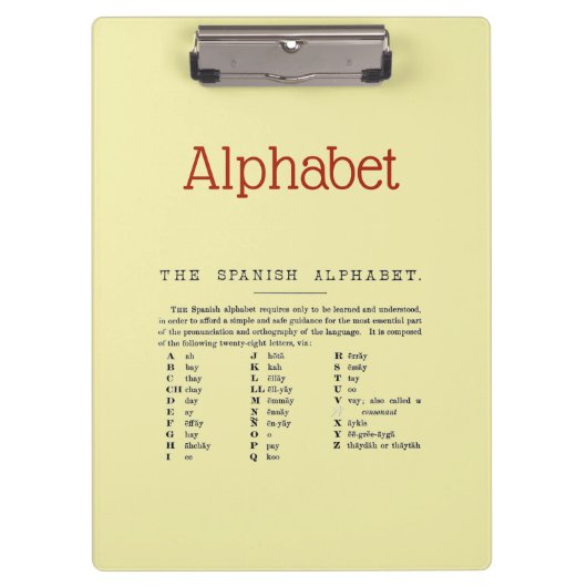 Alphabet Clipboard Klemmbrett (Vorderseite)