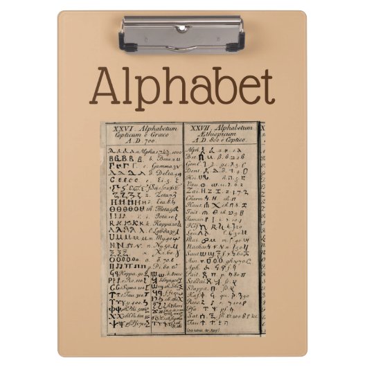 Alphabet Clipboard Klemmbrett (Vorderseite)