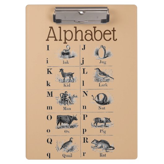 Alphabet Clipboard Klemmbrett (Vorderseite)