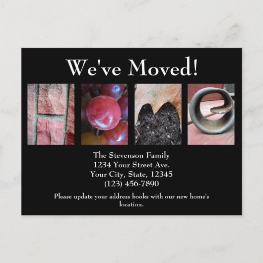 Alphabet Collage, ZUHAUSE Letter Word Art Moving Ankündigungspostkarte (Vorderseite)