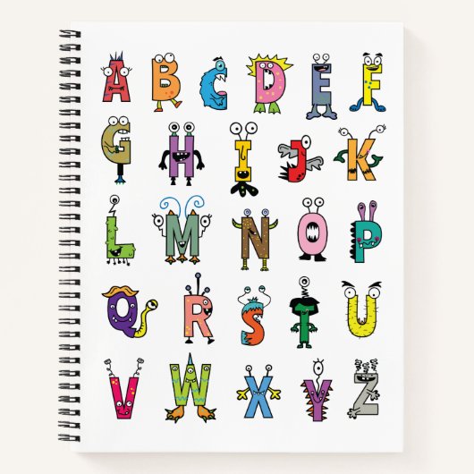 Alphabet Creatures Spiralnotebook Notizblock (Vorderseite)
