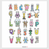 Alphabet Creatures Sticker Sheet - ABC-Sticker (Blatt)