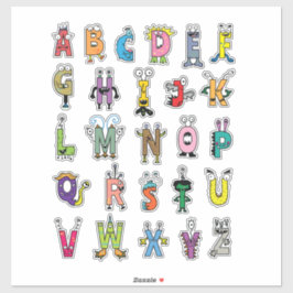 Alphabet Creatures Sticker Sheet - ABC-Sticker