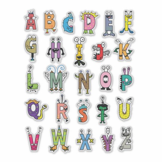 Alphabet Creatures Sticker Sheet - ABC-Sticker (Vorderseite)