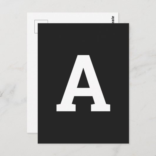 Alphabet Custom Letter | Schwarz-modern Minimalist Postkarte (Vorne/Hinten)